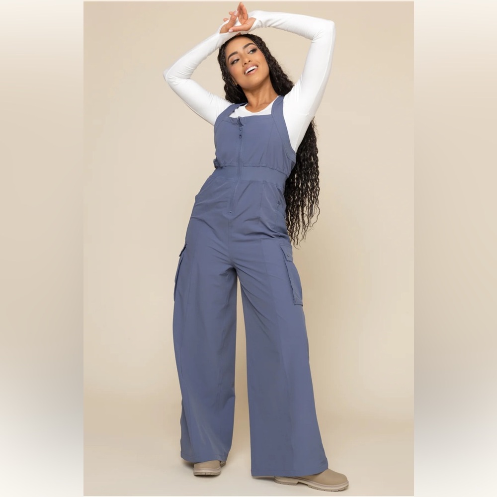 POPFLEX Periwinkle Sleeveless Jumpsuit Petite NWT - Picture 7 of 11